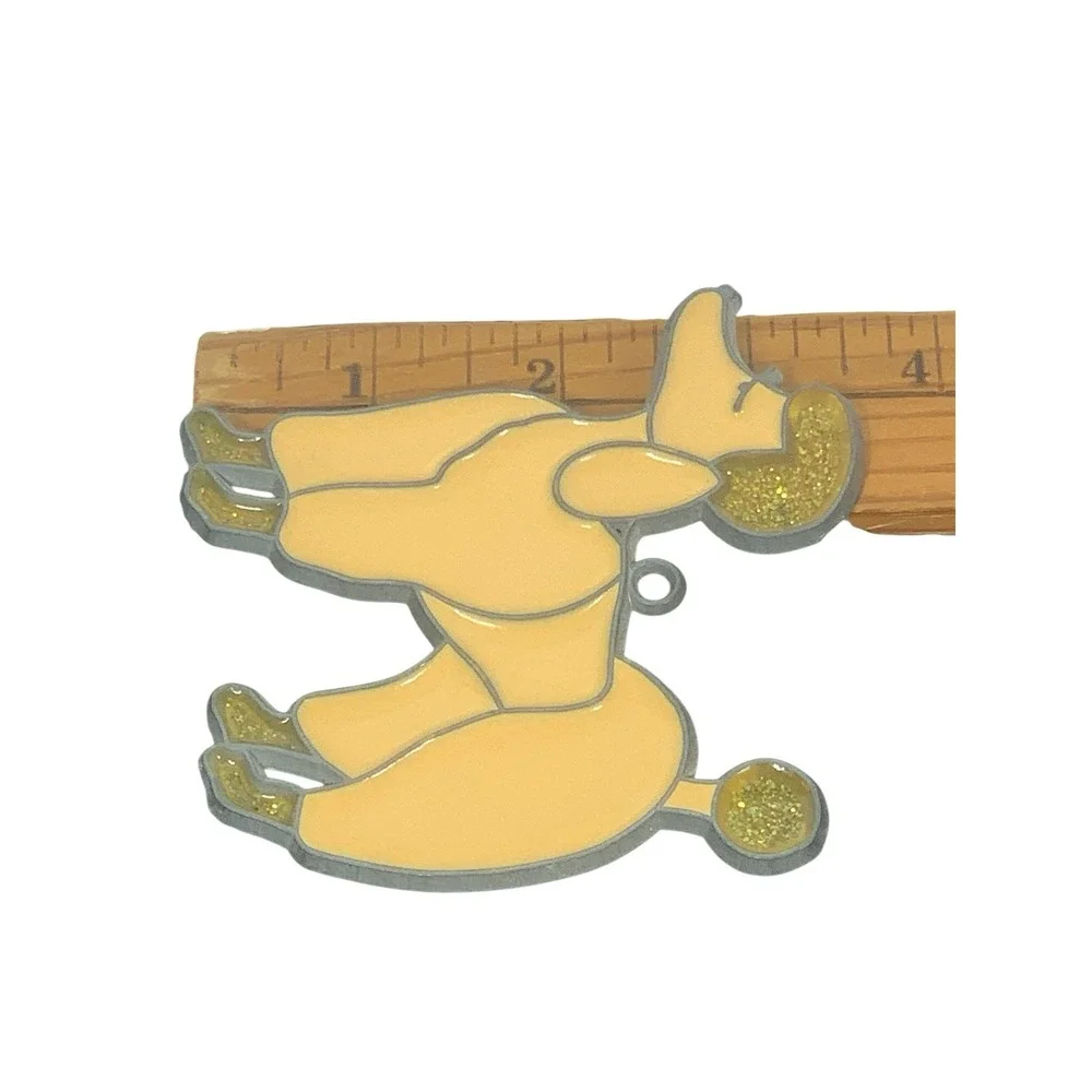 Vntg Handmade Stained Glass Poodle Dog Yellow Blond Suncatcher Ornament Pets